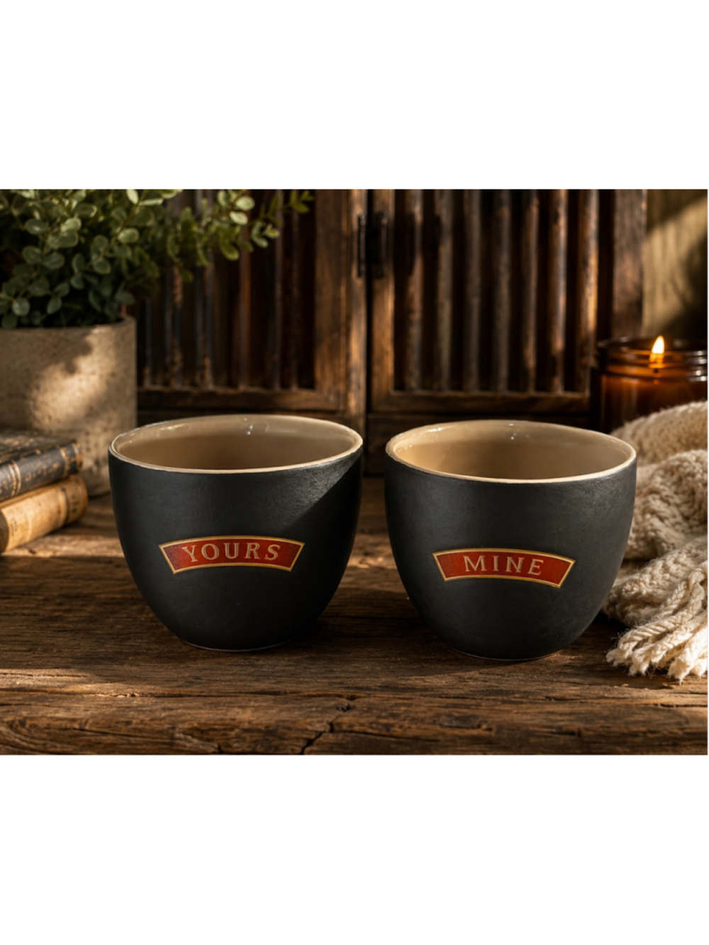 Yours & Mine Mug Set: Perfect for Couples, 3x3" Ceramic Cups